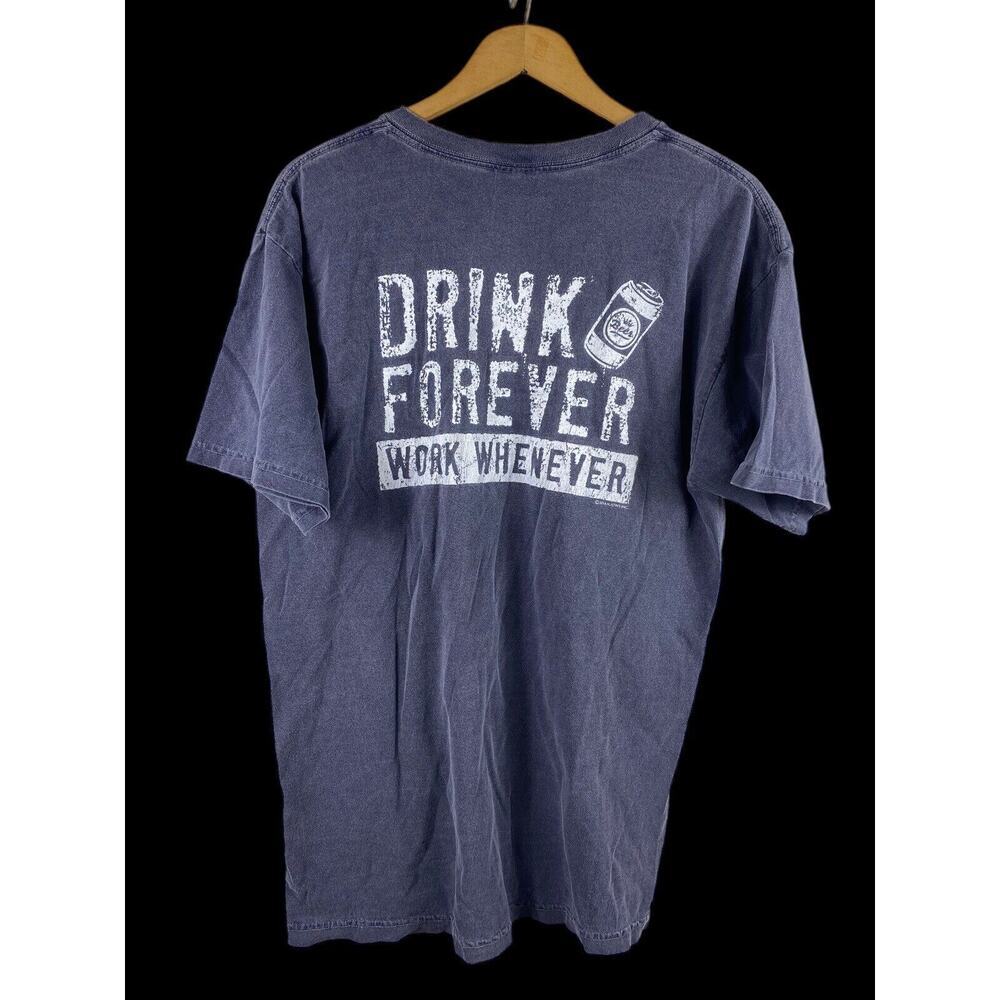 Drink Forever New Buffalo Michigan T Shirt Size Large Mens Blue Gray Beer